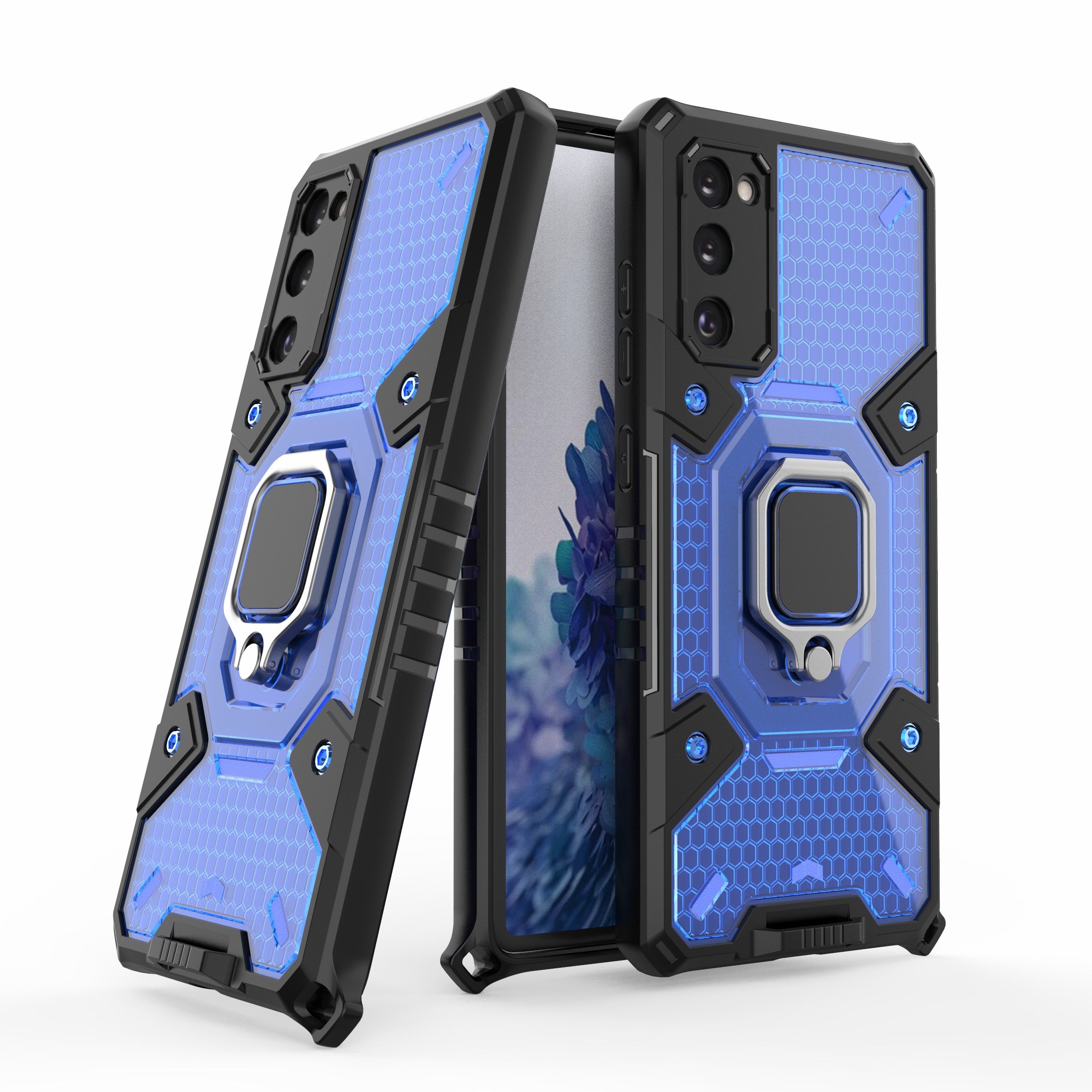 Tough Heavy PC+TPU Hybrid Kickstand Protective Phone Case with Holder Grip Magnetic Metal for Samsung Galaxy S20 FE 2022/S20 FE 4G/S20 FE 5G/S20 Lite - Blue Tough Heavy PC+TPU Hybrid Kickstand Protective Phone Case with Holder Grip Magnetic Metal for Samsung Galaxy S20 FE 2022/S20 FE 4G/S20 FE 5G/S20 Lite - Blue